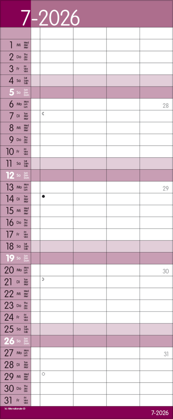 Family Timer Malve 2026, Innenansicht #7