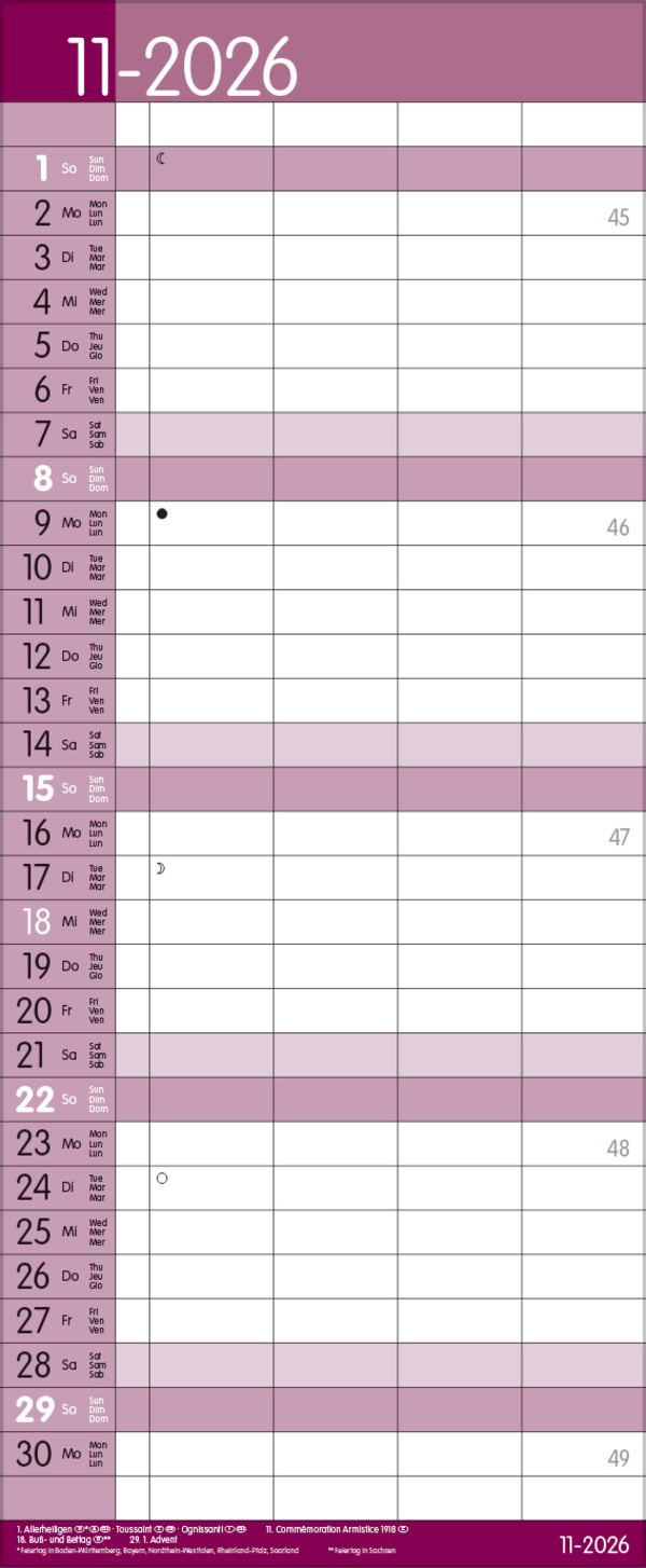 Family Timer Malve 2026, Innenansicht #11