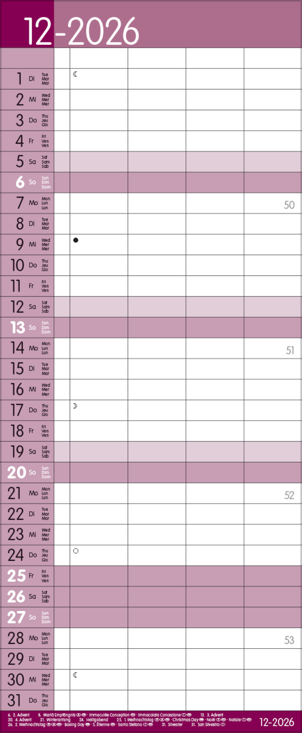 Family Timer Malve 2026, Innenansicht #12