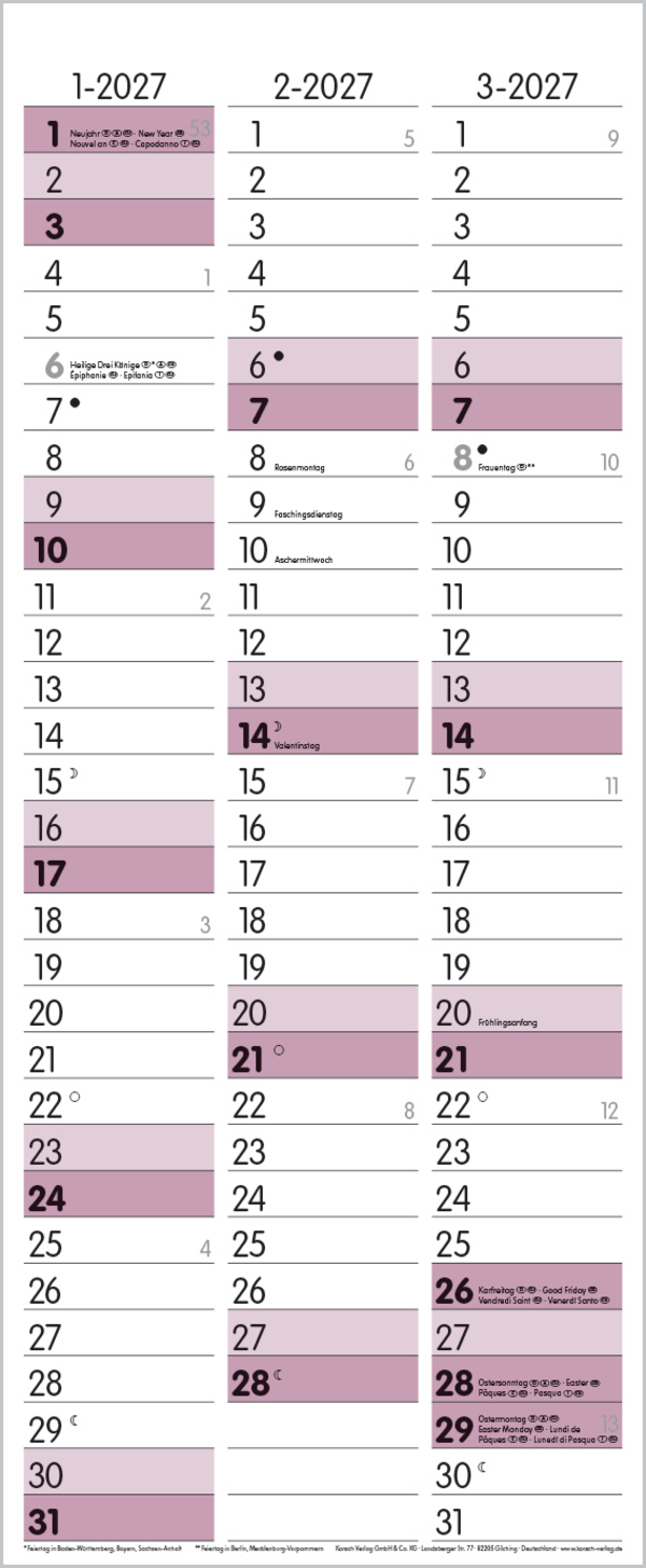 Family Timer Malve 2026, Innenansicht #13