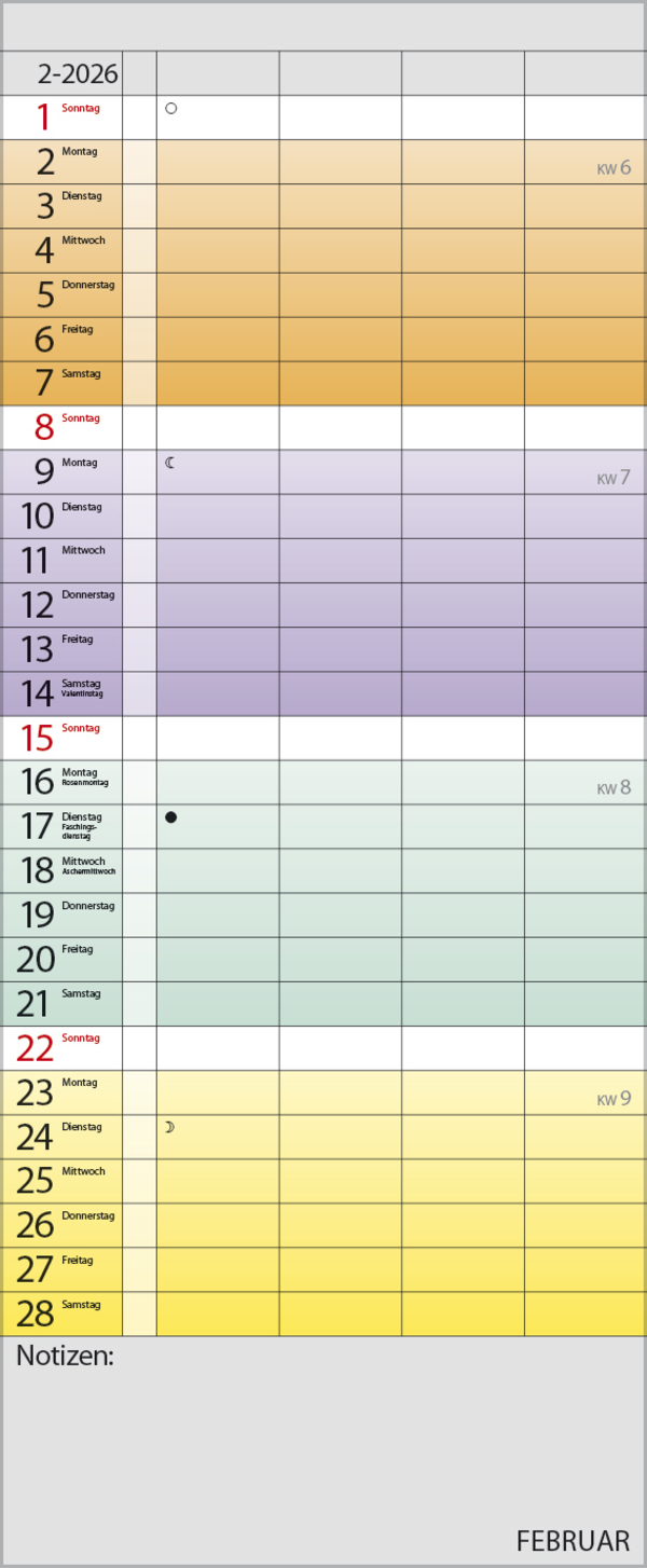 Familienplaner Farbenspiel 2026, Innenansicht #2