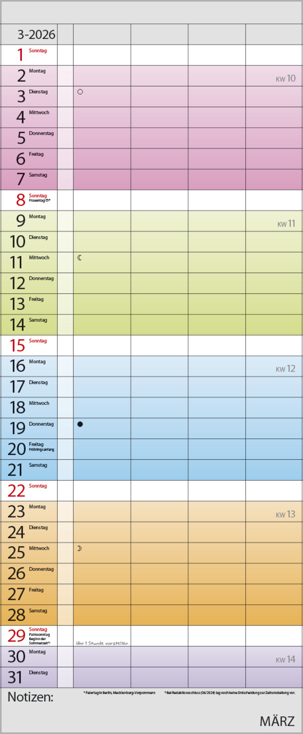 Familienplaner Farbenspiel 2026, Innenansicht #3