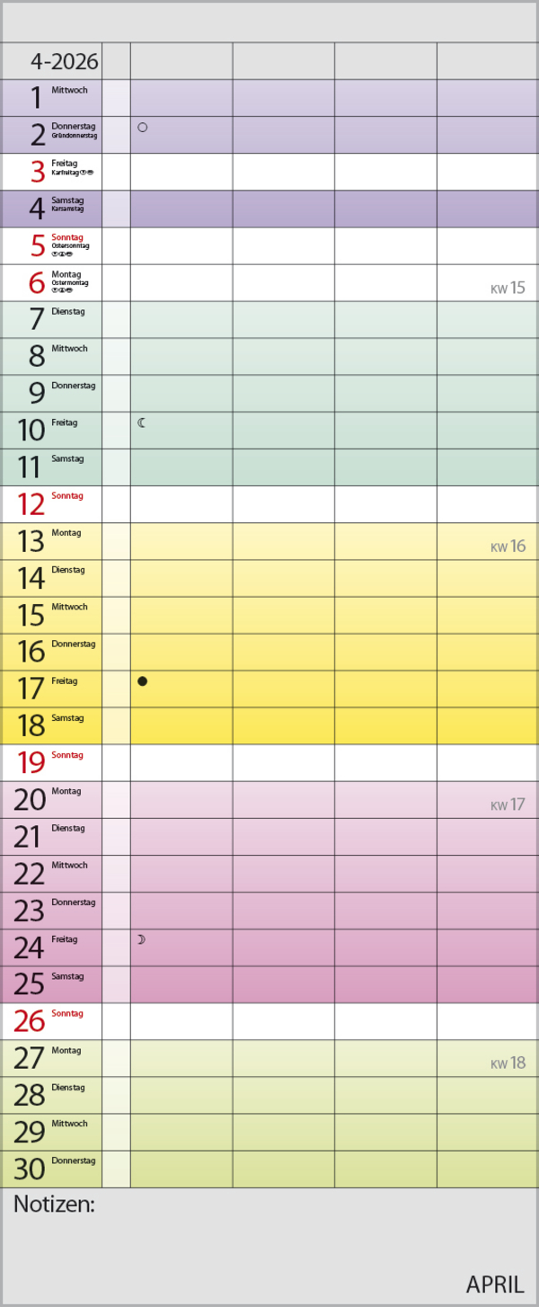 Familienplaner Farbenspiel 2026, Innenansicht #4