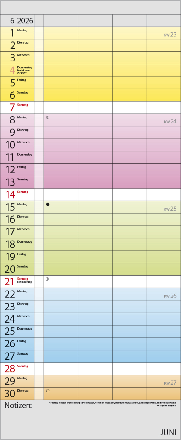 Familienplaner Farbenspiel 2026, Innenansicht #6