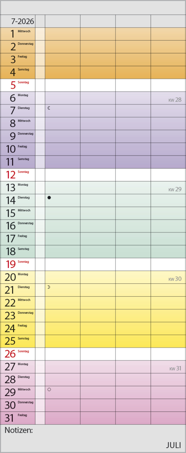 Familienplaner Farbenspiel 2026, Innenansicht #7