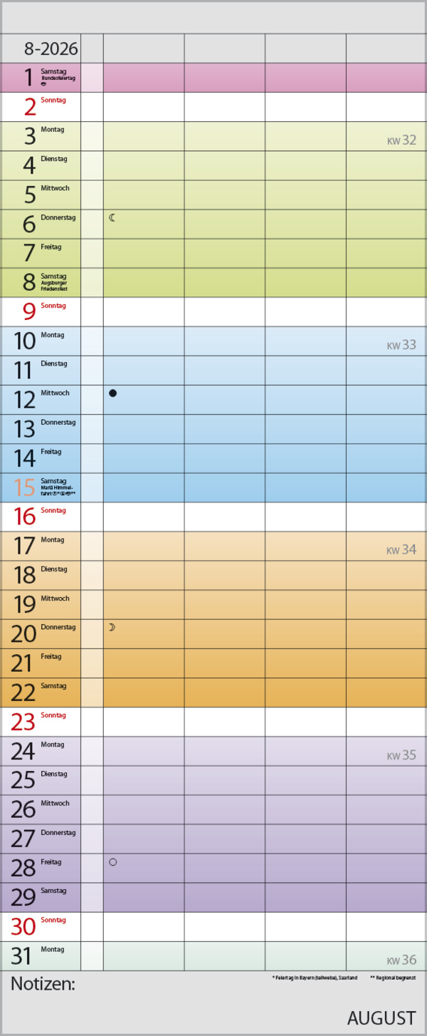 Familienplaner Farbenspiel 2026, Innenansicht #8