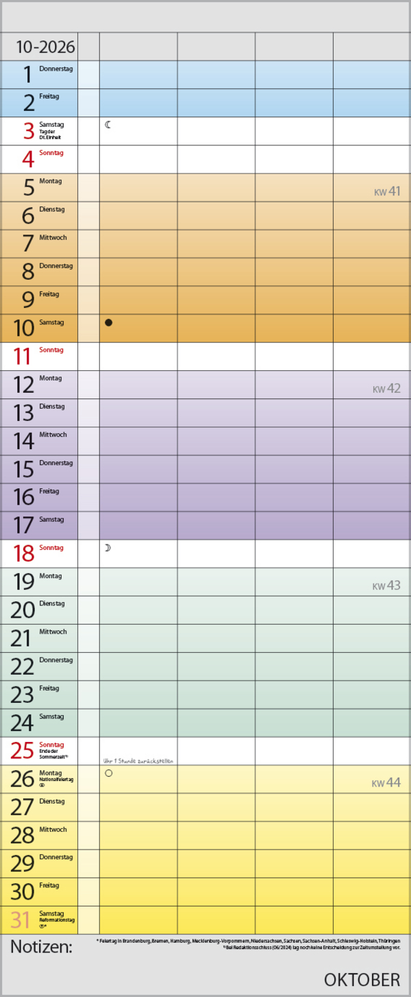 Familienplaner Farbenspiel 2026, Innenansicht #10