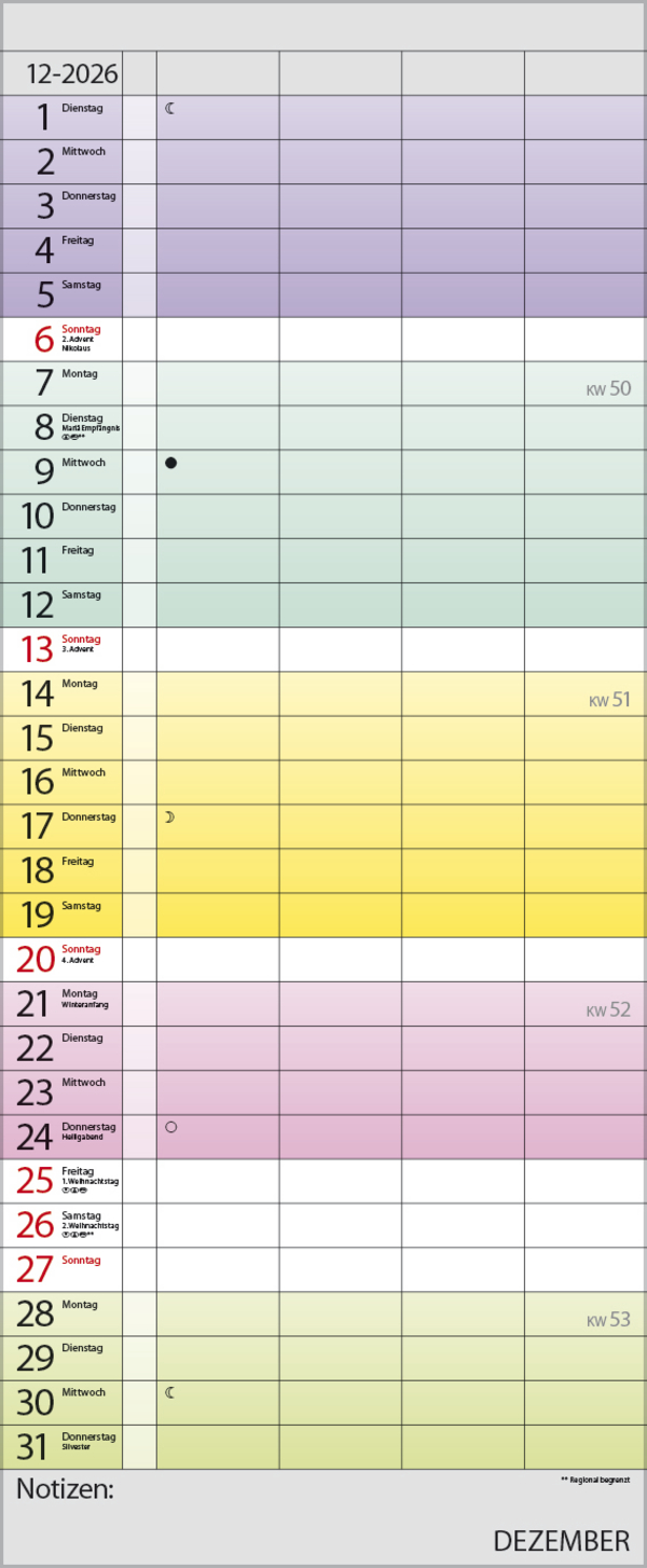 Familienplaner Farbenspiel 2026, Innenansicht #12