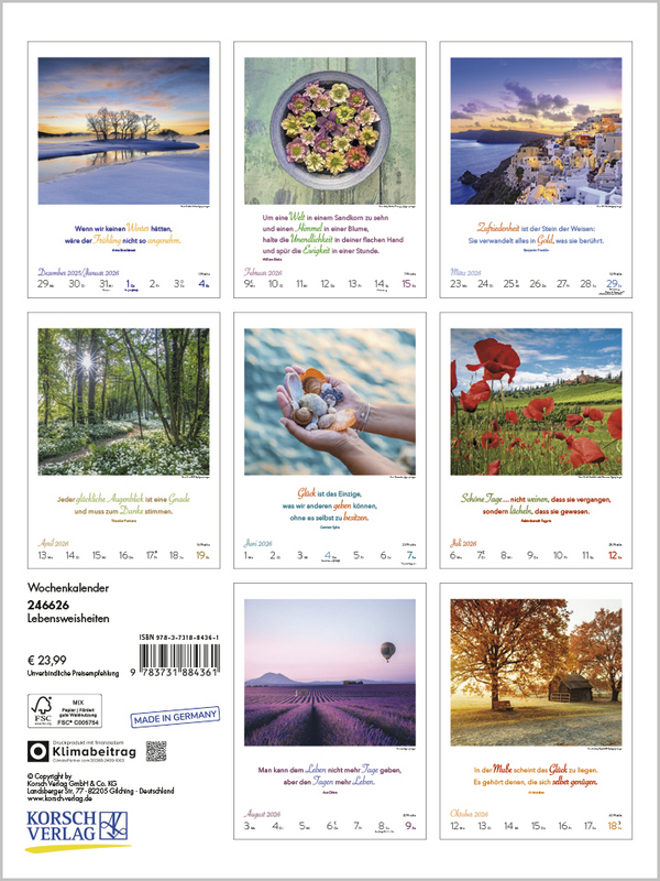 Literaturkalender Lebensweisheiten 2026, Innenansicht #15