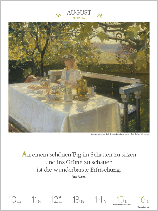 Literaturkalender Kunst 2026, Innenansicht #6