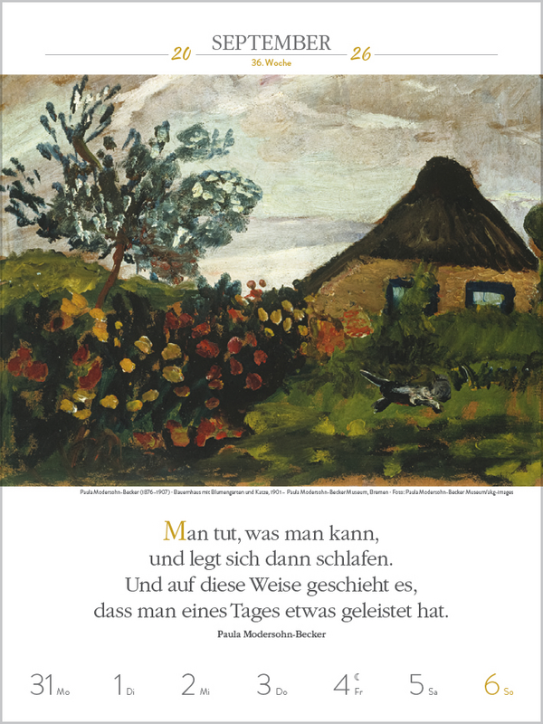 Literaturkalender Kunst 2026, Innenansicht #8