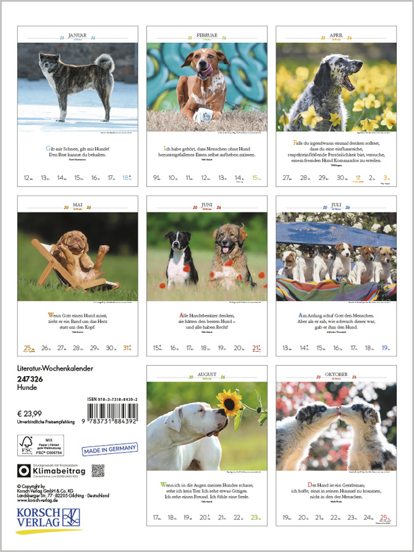 Literaturkalender Hunde 2026, Innenansicht #14