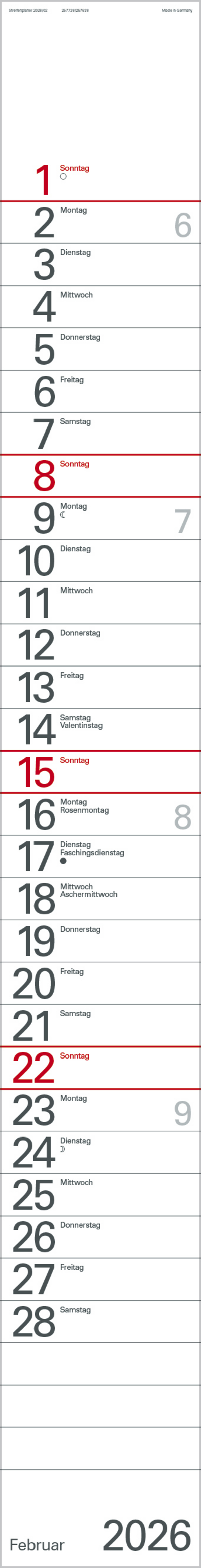 Streifenplaner Rot 2026, Innenansicht #2