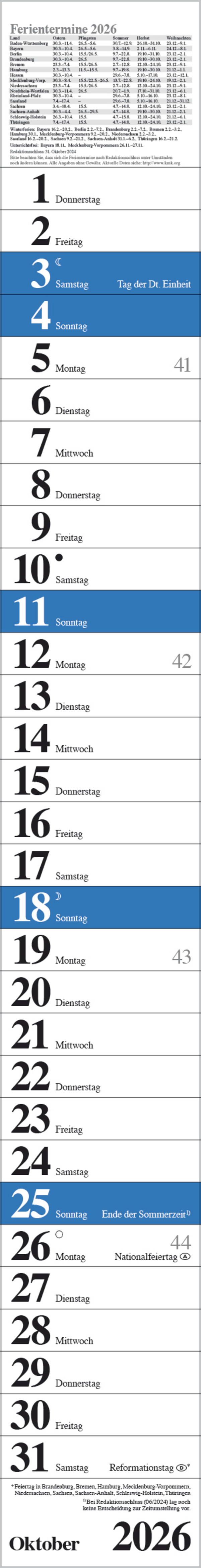 Streifenplaner Praktika Blau 2026, Innenansicht #10