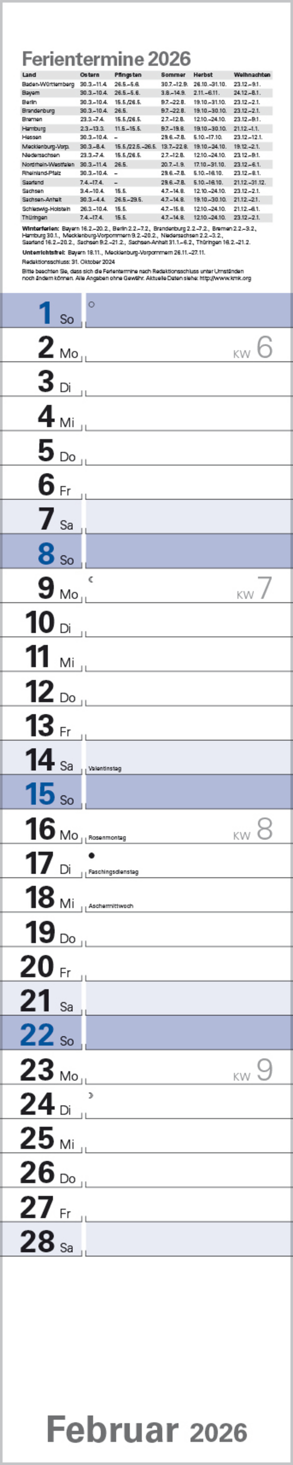 Planer Blau 2026, Innenansicht #2