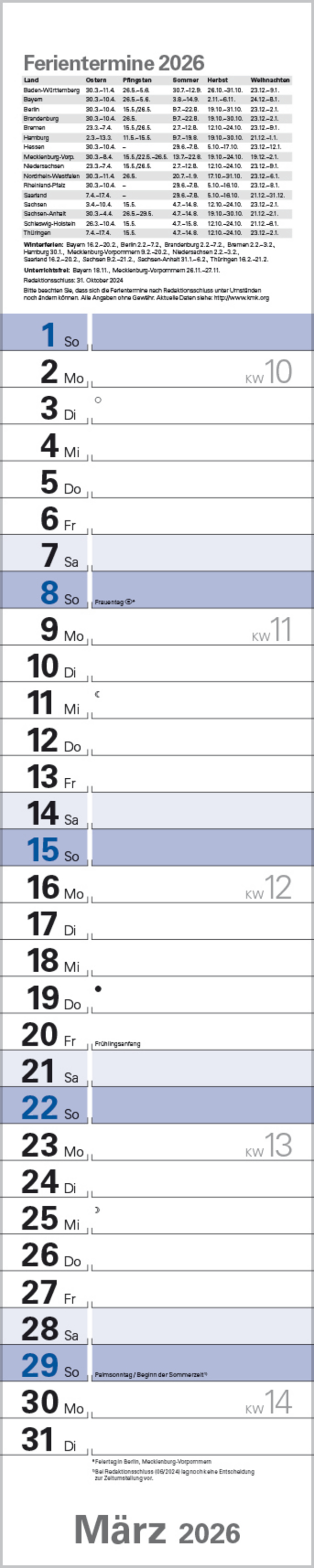 Planer Blau 2026, Innenansicht #3