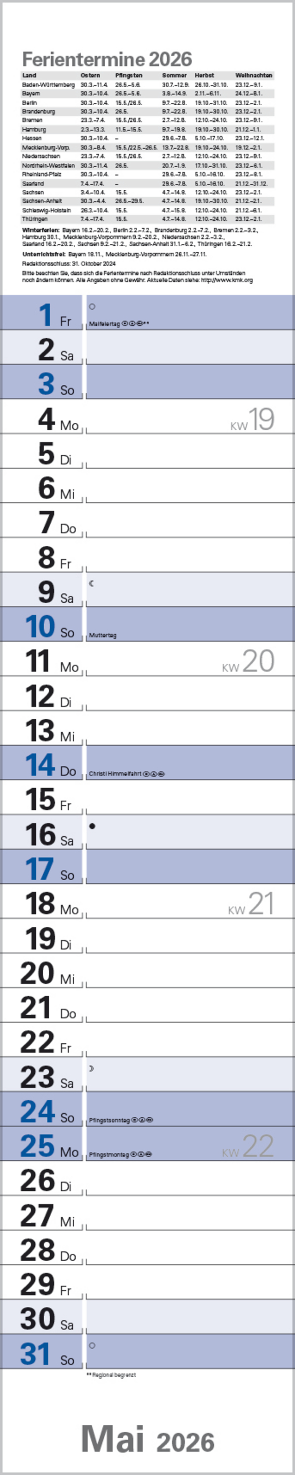 Planer Blau 2026, Innenansicht #5