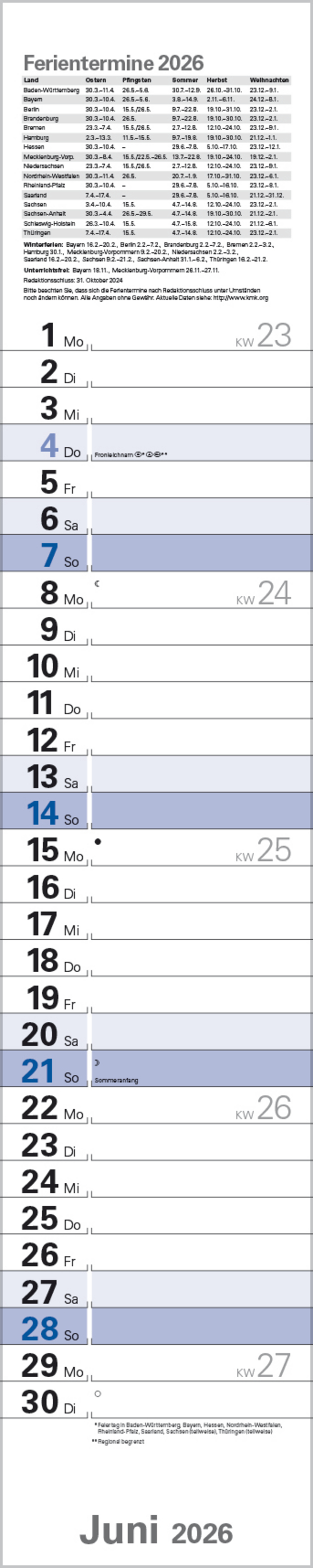 Planer Blau 2026, Innenansicht #6