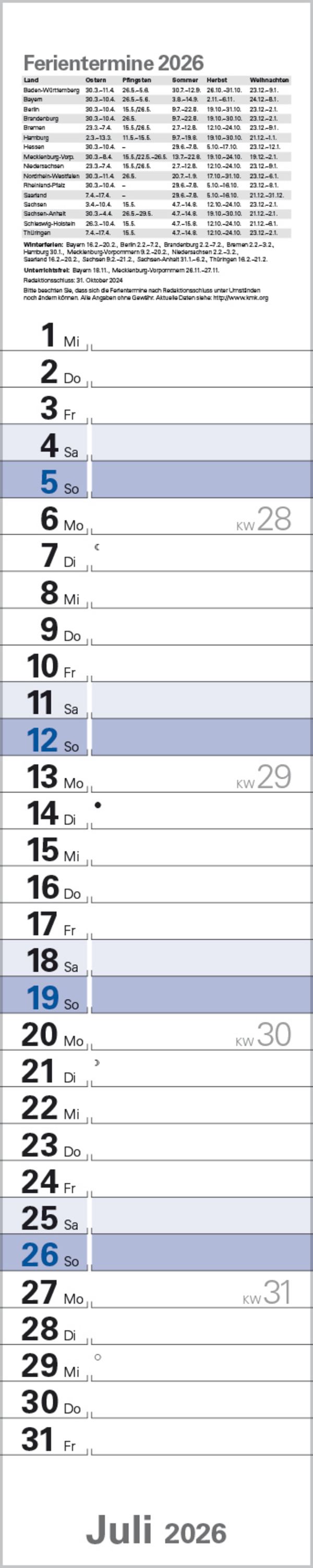 Planer Blau 2026, Innenansicht #7