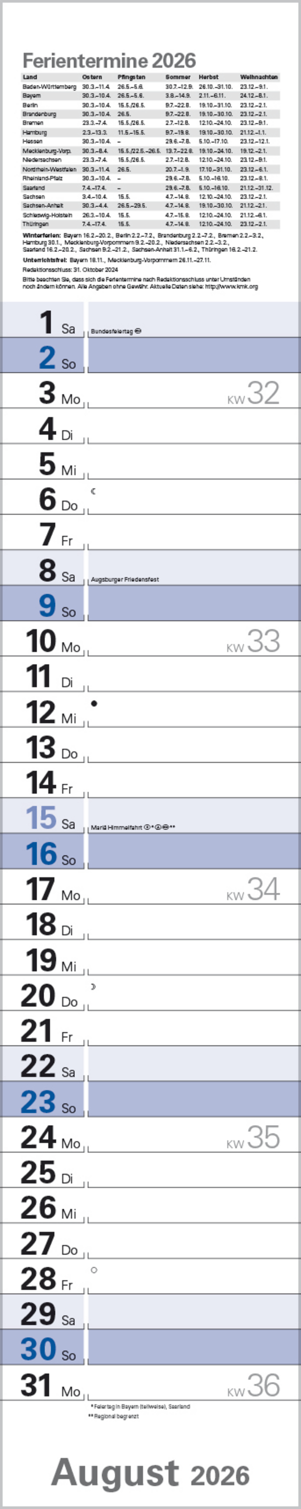 Planer Blau 2026, Innenansicht #8