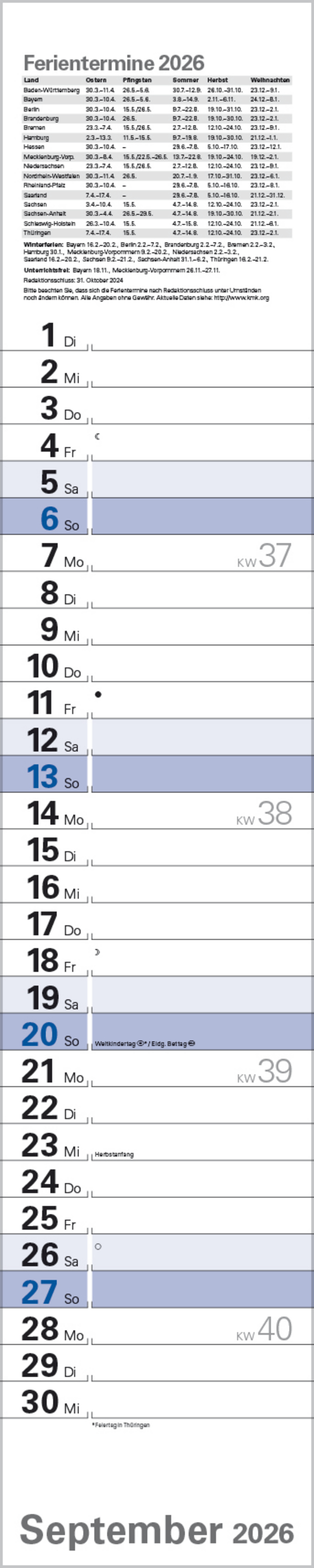 Planer Blau 2026, Innenansicht #9