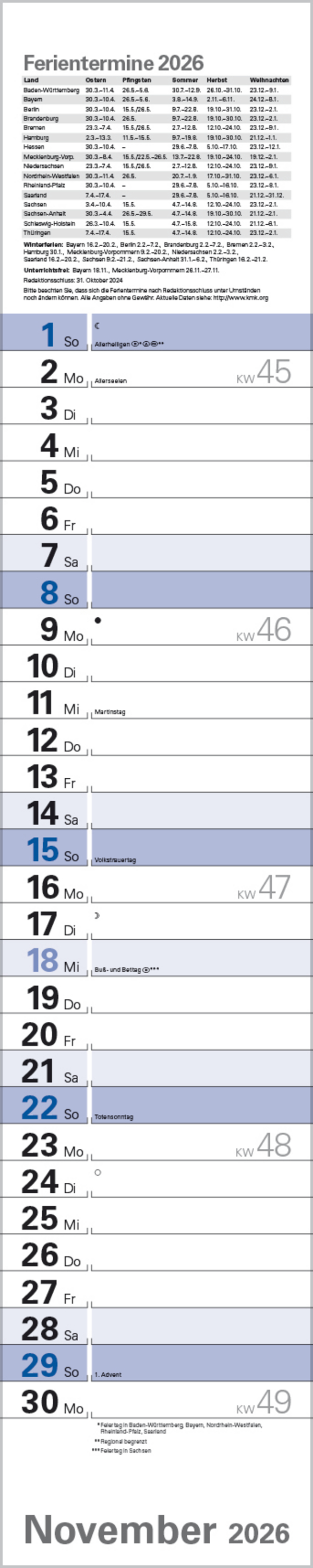 Planer Blau 2026, Innenansicht #11