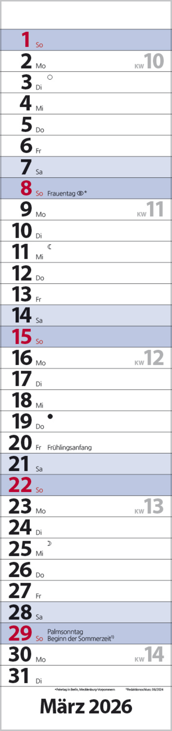 Streifenplaner Compact Blau 2026, Innenansicht #3