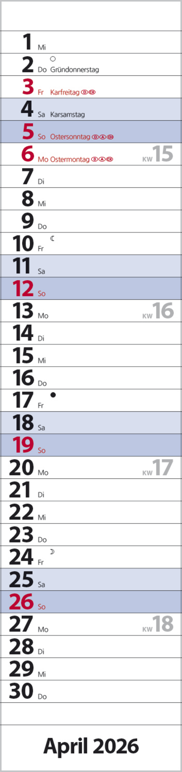 Streifenplaner Compact Blau 2026, Innenansicht #4