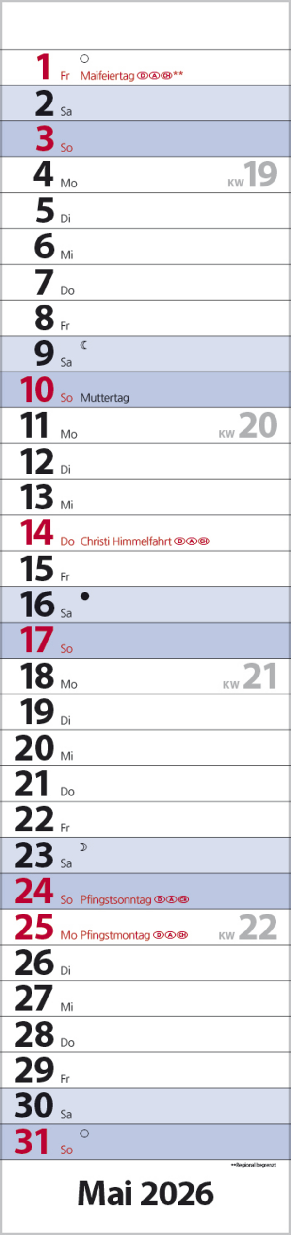 Streifenplaner Compact Blau 2026, Innenansicht #5