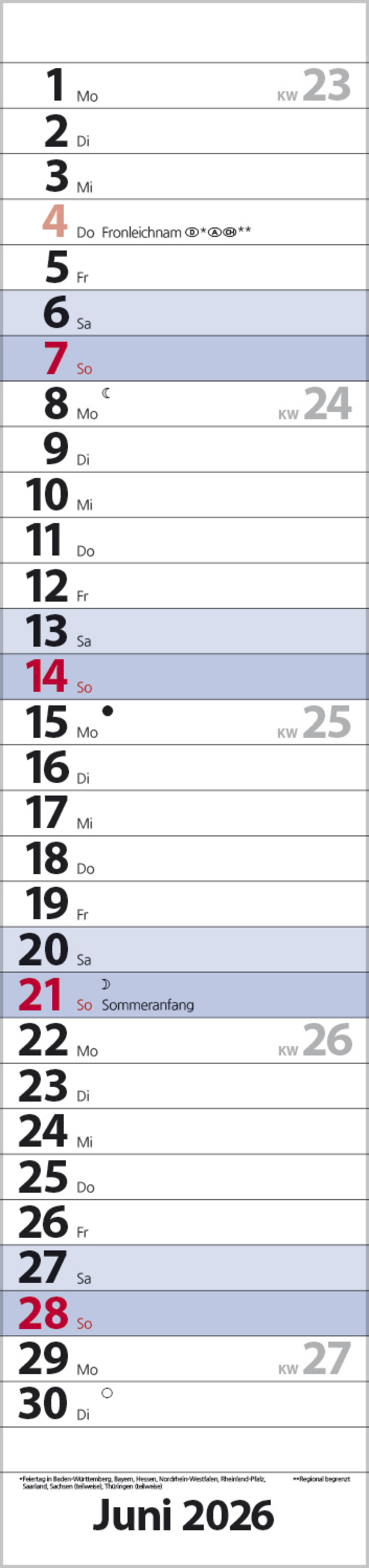 Streifenplaner Compact Blau 2026, Innenansicht #6