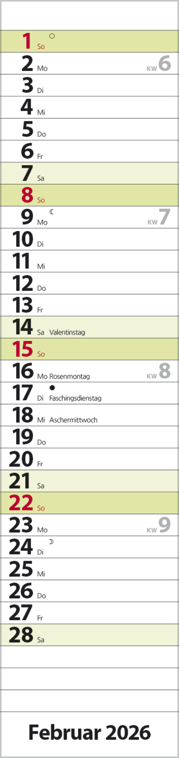 Streifenplaner Compact Gr&uuml;n 2026, Innenansicht #2