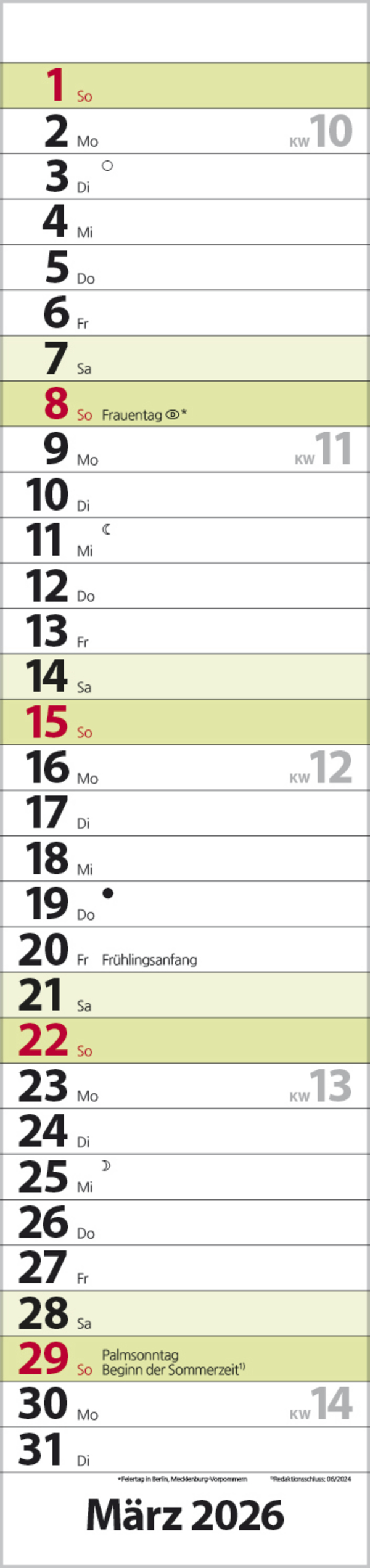 Streifenplaner Compact Gr&uuml;n 2026, Innenansicht #3