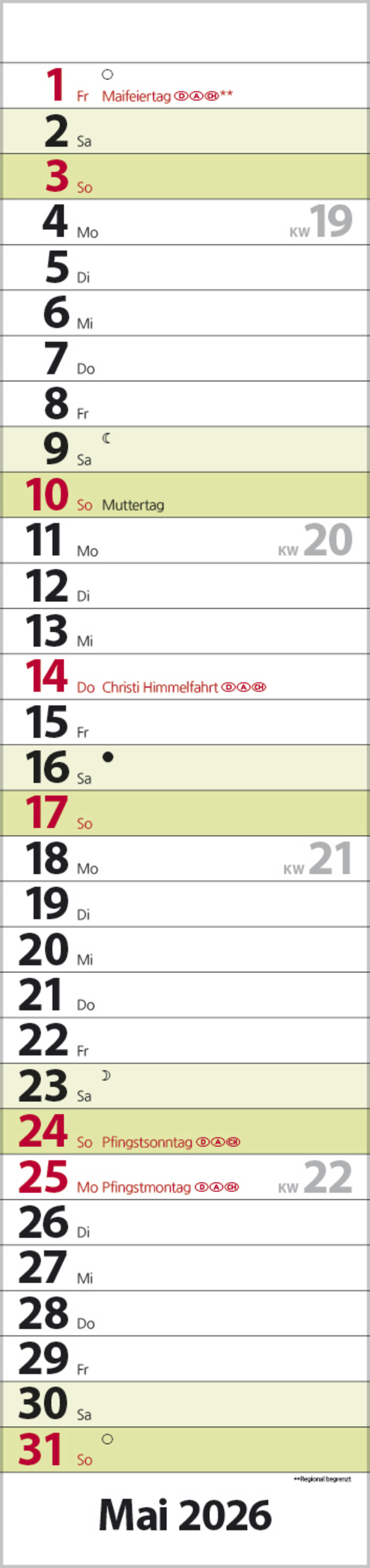 Streifenplaner Compact Gr&uuml;n 2026, Innenansicht #5