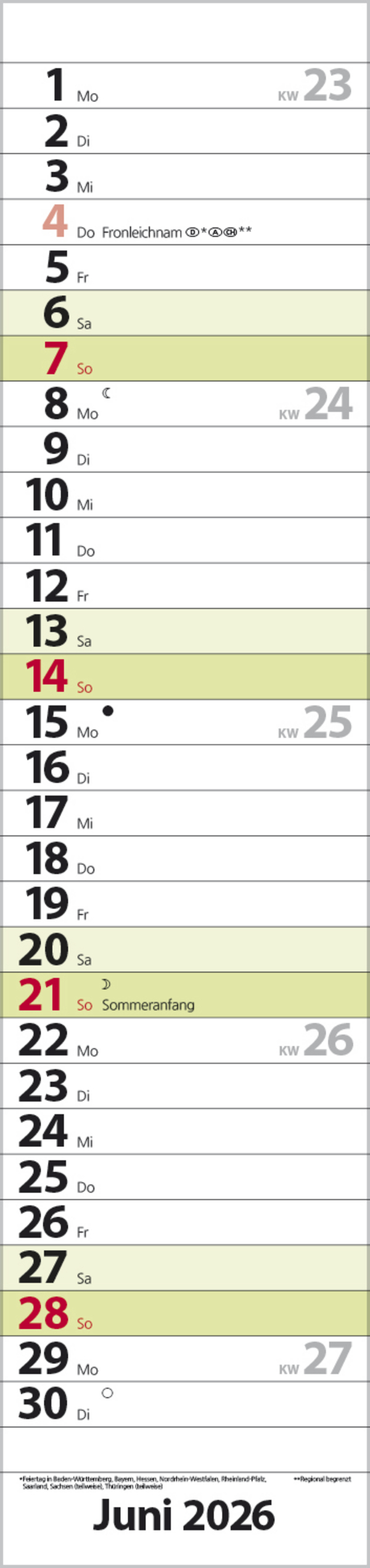 Streifenplaner Compact Gr&uuml;n 2026, Innenansicht #6