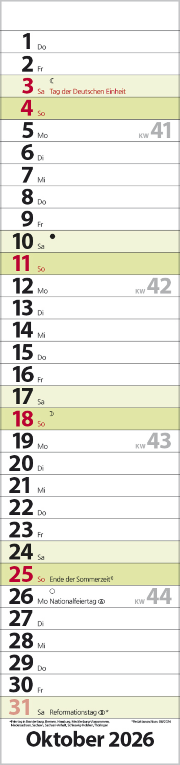 Streifenplaner Compact Gr&uuml;n 2026, Innenansicht #10