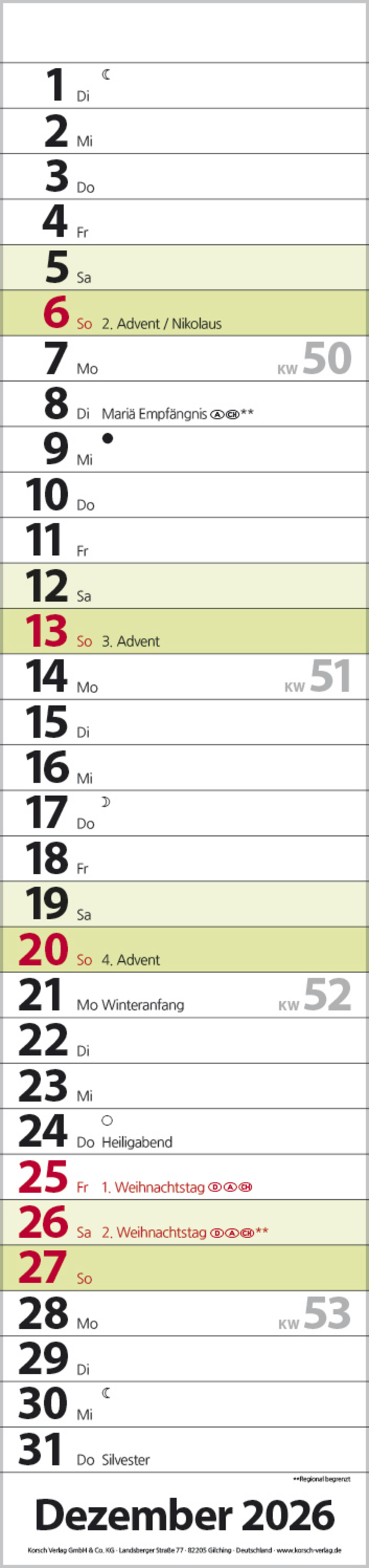 Streifenplaner Compact Gr&uuml;n 2026, Innenansicht #12