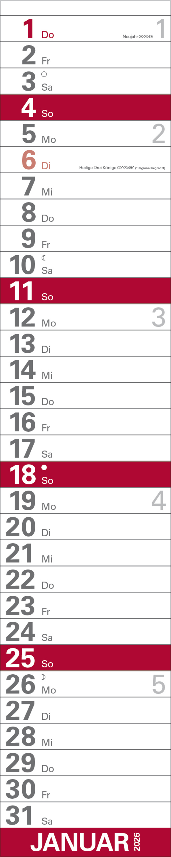 XXL Planer Großdruck rot 2026, Innenansicht #1