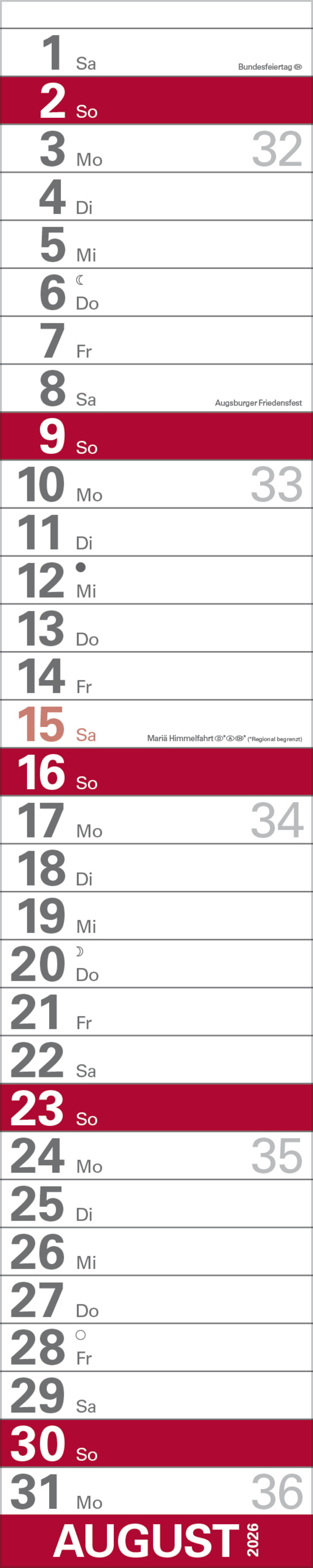 XXL Planer Großdruck rot 2026, Innenansicht #8
