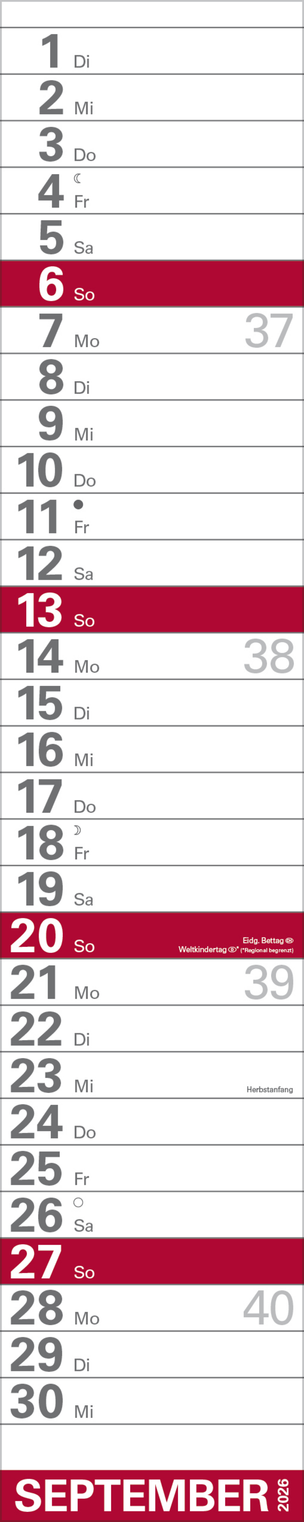 XXL Planer Großdruck rot 2026, Innenansicht #9
