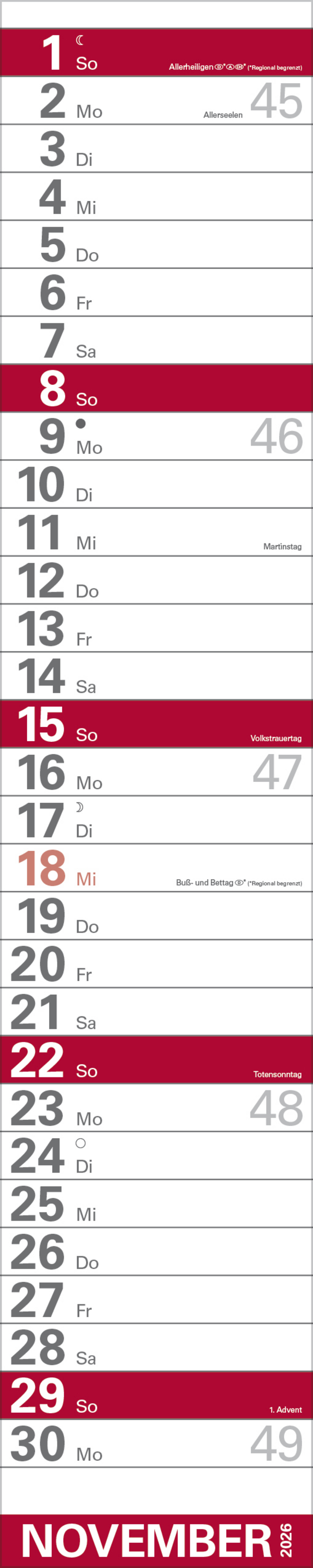XXL Planer Großdruck rot 2026, Innenansicht #11