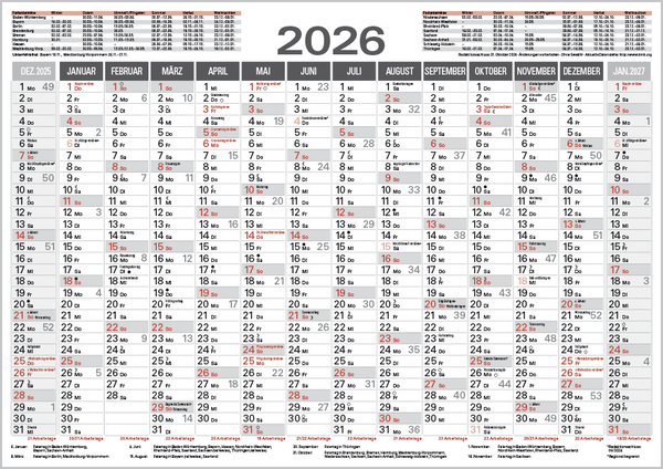 Tafelkalender A4 2026, Innenansicht #1
