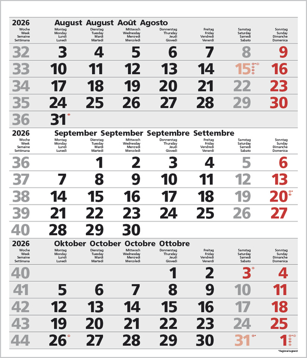3-Monats-Planer Comfort Grau 2026, Innenansicht #9