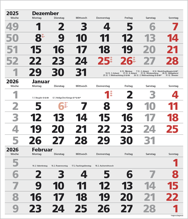 3-Monats-Planer XL Comfort 2026, Innenansicht #1