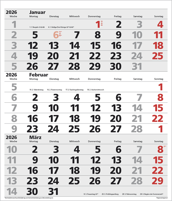3-Monats-Planer XL Comfort 2026, Innenansicht #2