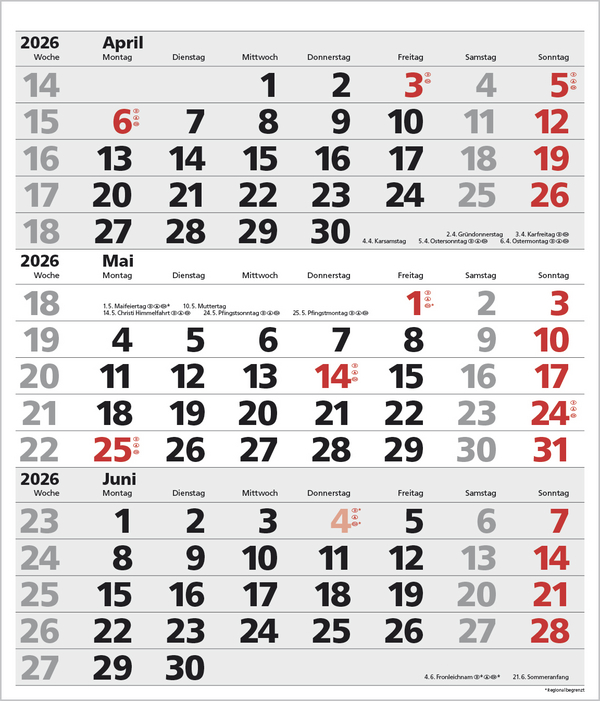 3-Monats-Planer XL Comfort 2026, Innenansicht #5