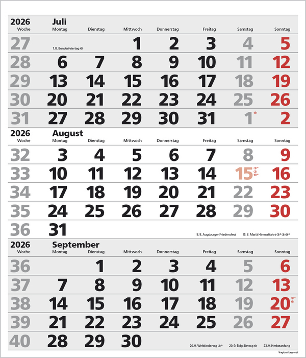 3-Monats-Planer XL Comfort 2026, Innenansicht #8