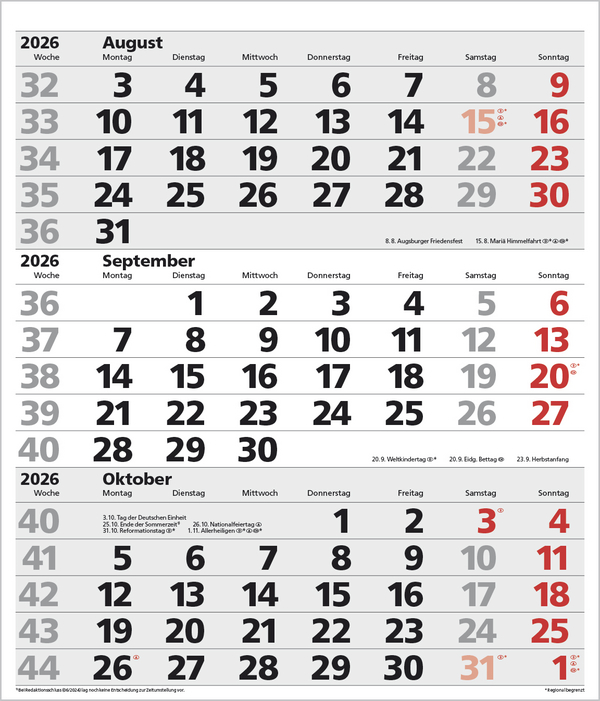 3-Monats-Planer XL Comfort 2026, Innenansicht #9