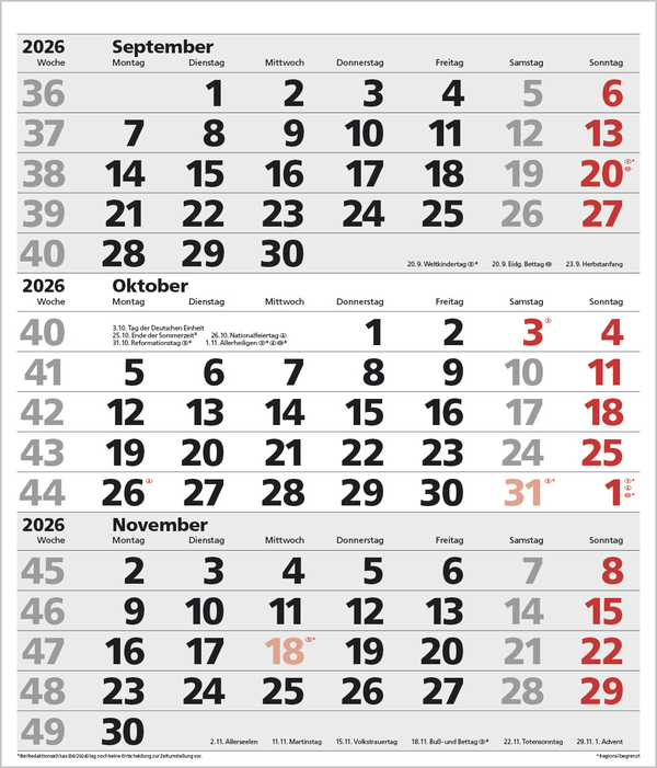 3-Monats-Planer XL Comfort 2026, Innenansicht #10