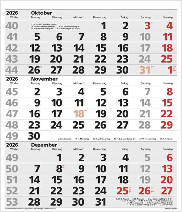 3-Monats-Planer XL Comfort 2026, Innenansicht #11