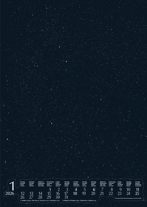 Foto-Malen-Basteln A4 silber gestanzt mit Folienpr&auml;gung 2026, Innenansicht #1